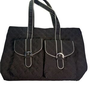 Vera Bradley Elegant Black Quilted Large Tote Bag
With Sunflower Lining Zip Top